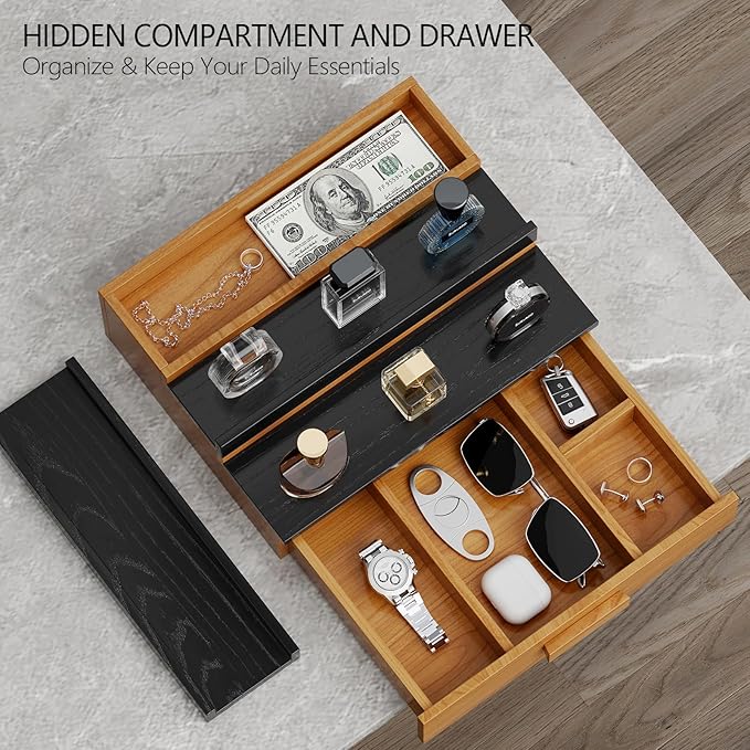 Solid Walnut Wood Cologne Organizer for Men,3 Tier Cologne Stand Display Shelf with Hidden Compartment and Drawer,Perfume Stand Organizer,Perfume Display Holder,Great Gift for Men Father