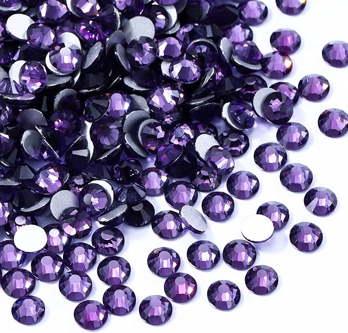 Meibite Tanzanite Flatback Rhinestones, Glass Rhinestones for Nail Art and Craft, Glue Fix, Loose Crystal Gemstones(Tanzanite, SS30, 288pcs, 6.4-6.6mm)
