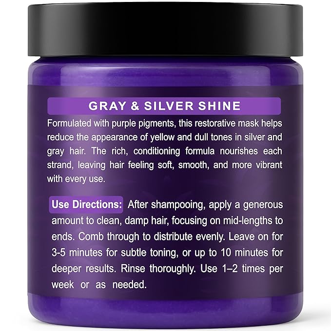 VANIDOX Silver Shine Purple Hair Mask for Gray Hair – Deep Conditioning Toner Treatment to Neutralize Brassiness, Restore Moisture & Brighten Dull Hair – Paraben & Sulfate Free, Made in USA, 8oz