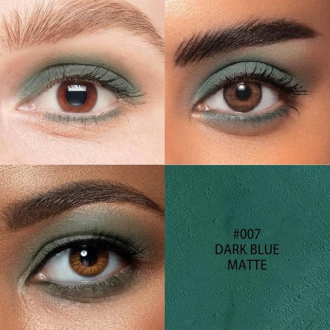 Neutral and Brown Metallic Eyeshadow Stick Pencil Crayon,Champagne Shimmer Cream Eye Brightener Stick Highlighter Makeup,Pro Waterproof & Long Lasting (007 Dark Blue Matte)