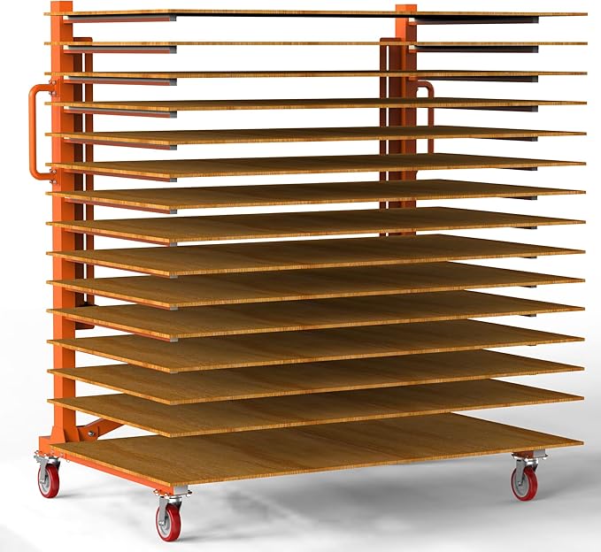 Paint Drying Rack for Cabinet Doors Drying Stand with Casters for Drying Paint for Interior, Exterior, Spray, Roll, Brush, Commercial, Pro Painters (15 Shelves)