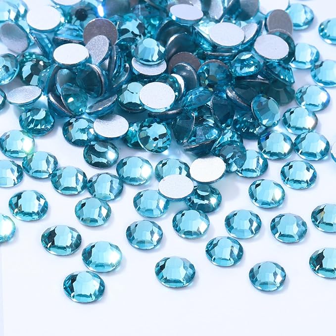 Meibite Aquamarine Flatback Rhinestones, Glass Rhinestones for Nail Art and Craft, Glue Fix, Loose Crystal Gemstones(Aquamarine, SS16, 2880pcs, 3.8-4.0mm)