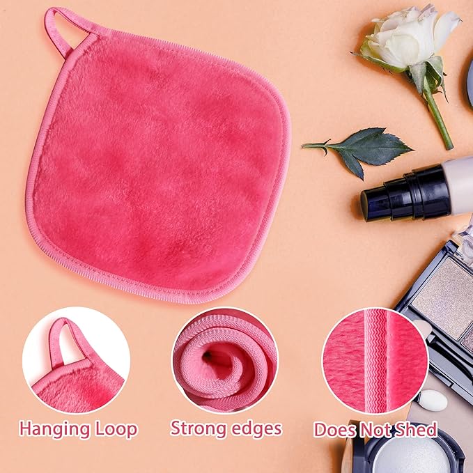 NATWAG | Reusable Update Makeup Removing Microfiber Cloth for Sensitive Skin | Washable Makeup Remover Towels | Natural Facial Cleansing Towels (6”x 6”, 12 Pack/Pink)