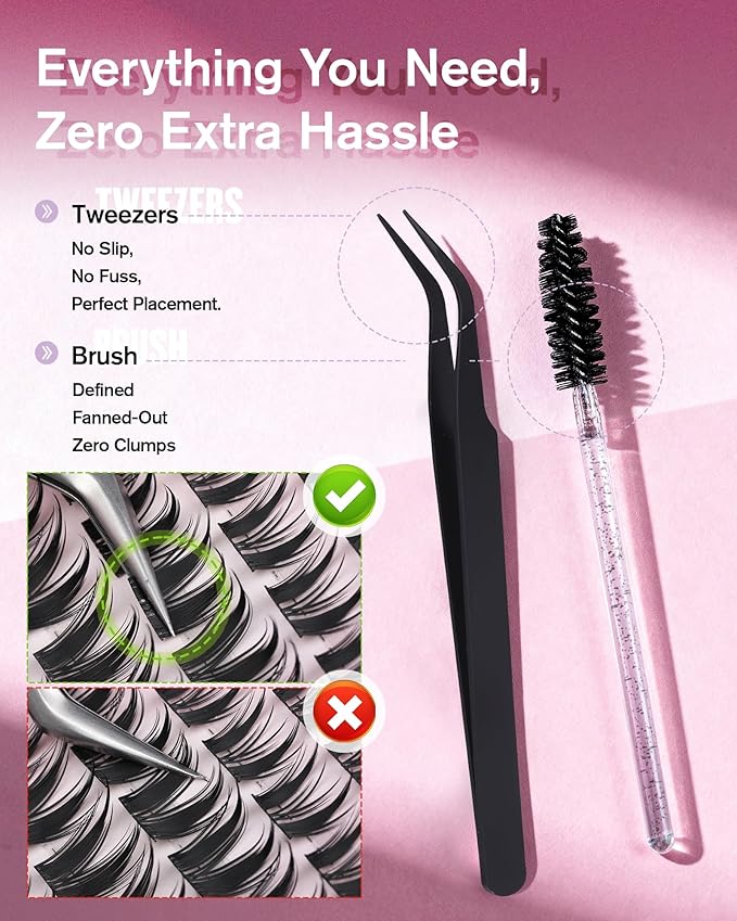 EYDEVRO Manga Lash Clusters Kit Fairy Eyelash Clusters Kit Wet Look Anime Cluster Eyelash Extensions Kit 10-16mm Natural Wispy DIY Lash Extension Kit Waterproof Lash Bond and Seal Tweezers Brush