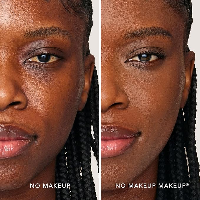 No Makeup Makeup Long-Lasting Lightweight Foundation & Brush Duo | Cruelty-Free, Fragrance-Free, Buildable, Transfer-Proof Makeup (Dark)
