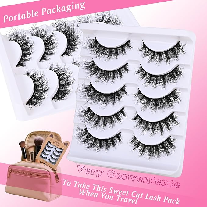 SinuVelve Extra volume False Lashes Wispay Cat Eye Lashes Natural Look Manga strip lashes 14mm D Curl Reusable 25 Times Super Soft Fake Mink Eye Lashes Light Weight Lash Strips Wispy By Hiklasy