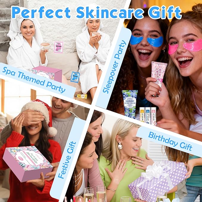 120 Pcs Spa Party Favors Set of Under Eye Patches, Hand Creams and Lip Balms, Perfect Bulk Gifts Kit for Women & Teen girls at Stocking Stuffers, Baby Showers, Sleepover Party, Christmas Gifts
