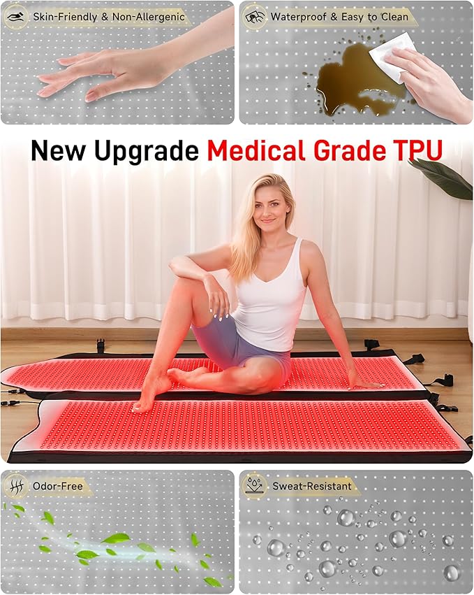 2026 Upgraded Triple-Mode Red Light Therapy Mat for Full Body Pain Relief, FSA&HSA Eligible 72.0" x 33.4" Medical-Grade TPU Red Light Blanket with 2600 Dual-Wave (660nm & 850nm) LEDs