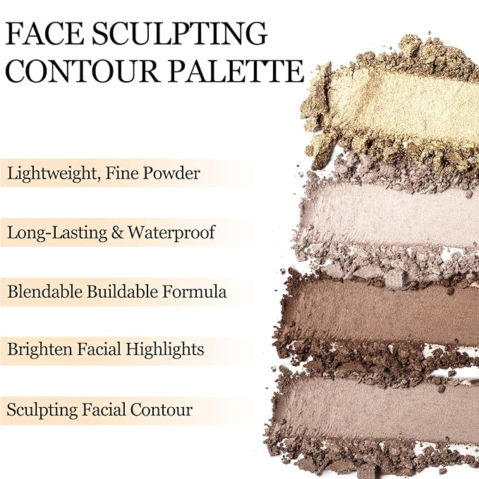 Erinde White Face Highlighter Makeup Palette, Matte Highlighters Makeup Powder, Illuminator Highlighter Baked Powder for Cheeks, Collarbone & Nose, Long-lasting Natural Shiny, 04 Bright White