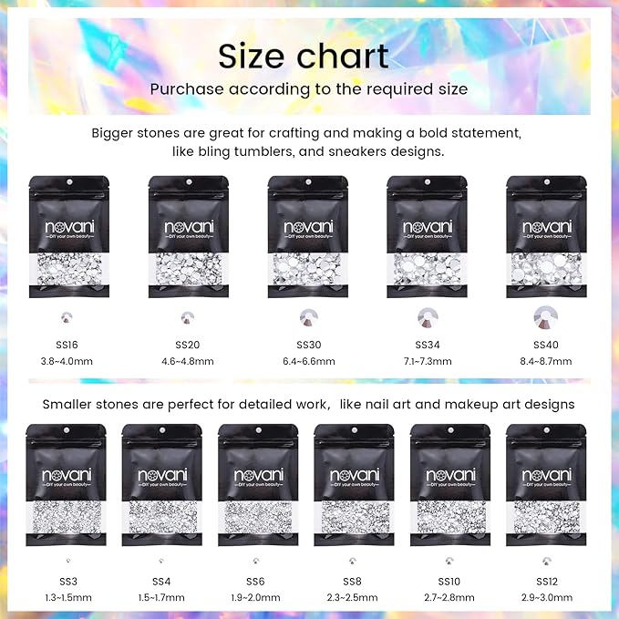 SS20 Silver Rhinestones - 1440pcs Non-Hotfix Glass Nail Gems for Crafts, Makeup Bags & DIY Decoration