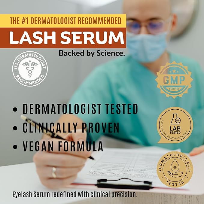Eyelash Serum - Fast Acting Lash Growth Serum with Biotin Peptides Hyaluronic Acid for Longer Fuller Stronger Lashes in 2-4 Weeks – Vegan, Without Prostaglandin, Safe for Sensitive Eyes, 5ml