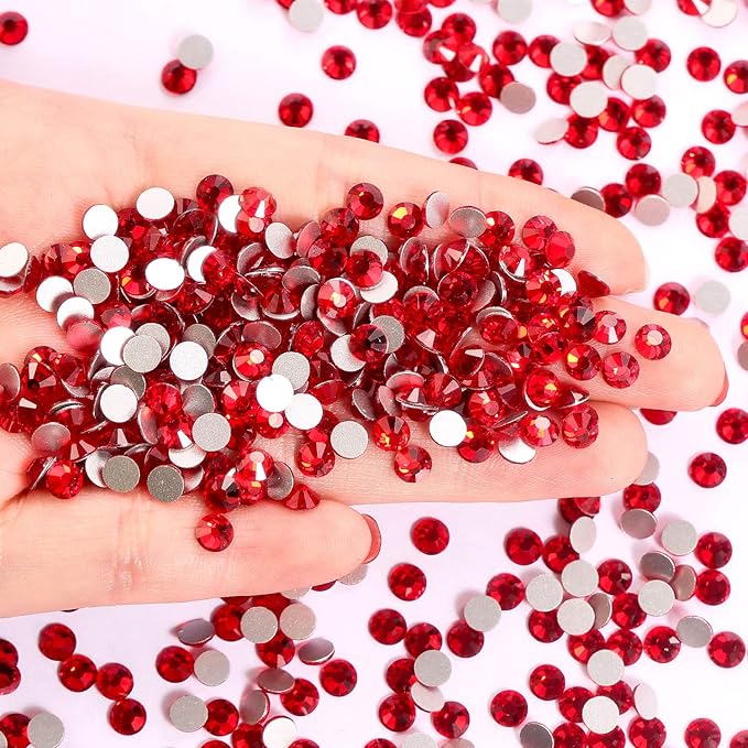 288Pcs Ruby Red Crystal Rhinestones,Glass Flatback Rhinestones Gemstones for Nail Face Makeup Art Crafts Clothes Decoration -(SS30,6.5mm,Ruby Red)