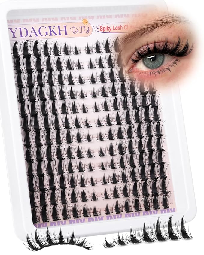 Manga Lash Clusters Spikes Doll Eyelash Extension Anime Wispy Eyelash Clusters Natural Spiky Cluster Eyelash Extensions Invisible Band 8-18mm DIY Cat Eye Lash Extension Fairy Individual Lashes 168Pcs