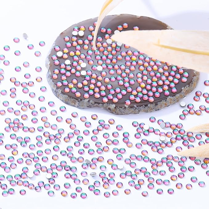 Meibite Green Volcano Flatback Rhinestones, Glass Rhinestones for Nail Art and Craft, Glue Fix, Loose Crystal Gemstones(Green Volcano, SS8, 2880pcs, 2.3-2.5mm)