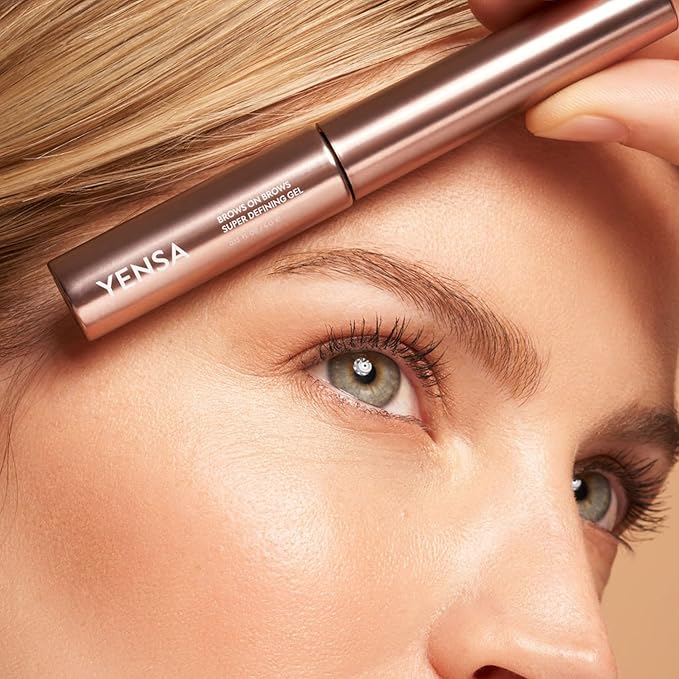 YENSA Brows On Brows Super Defining Tinted Eyebrow Gel - Long-Wear Shaping Eye Brow Gel with Superfoods for Color & Thickness - Combs, Shapes & Locks Eyebrows into Place - Blonde (0.17 oz)