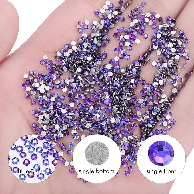 1440Pcs Purple Velvet Crystal Rhinestones,Glass Flatback Rhinestones Gemstones Small for Nail Face Makeup Art Crafts Clothes Decoration - (SS10,2.8mm,Purple Velvet)