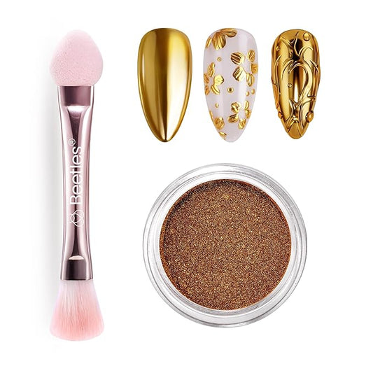 Beetles Gold Chrome Nail Powder Metallic Mirror Effect Chrome Powder for Nails Gel Polish Gold DIY Decoration Nail Manicure Nails Art Design Gift for Women