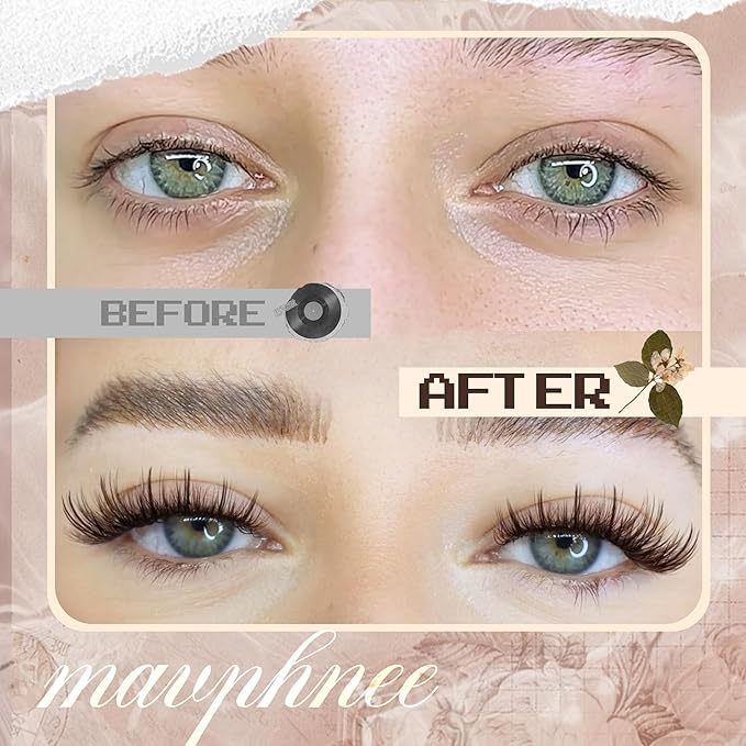 Mavphnee Brown Lash Clusters Wispy Eyelash Extension Fairy Cluster Lashes Spiky Individual Lashes Hair-Like Flow Eyelash Clusters DIY at Home Dark Brown Lash Pack (10-16MM, C-Curly)
