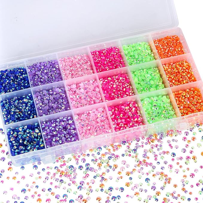 22300Pcs Mix Color Resin Flatback Rhinestones Tumbler Non-hotfix Round Gems for Nails Crafts Clothes Shoes Decoration(3mm,4mm,5mm)