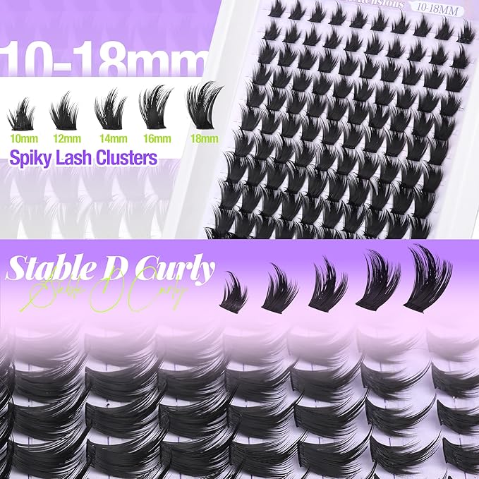 Volume Lash Clusters Spikes Manga Cluster Eyelash Extension 400D Anime Lash Extension Spiky Eyelash Extension 10-18mm DIY Spikes Individuals Thick Cluster Lashes Wispy 120Pcs