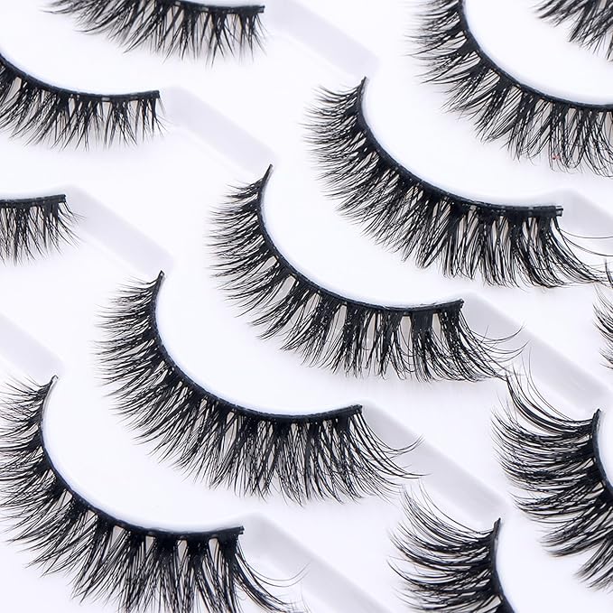False Eyelashes 20 Pairs Wispy Lashes Faux Mink Lashes 14mm 3D Fluffy Cat Eye Lashes （style 20-061)