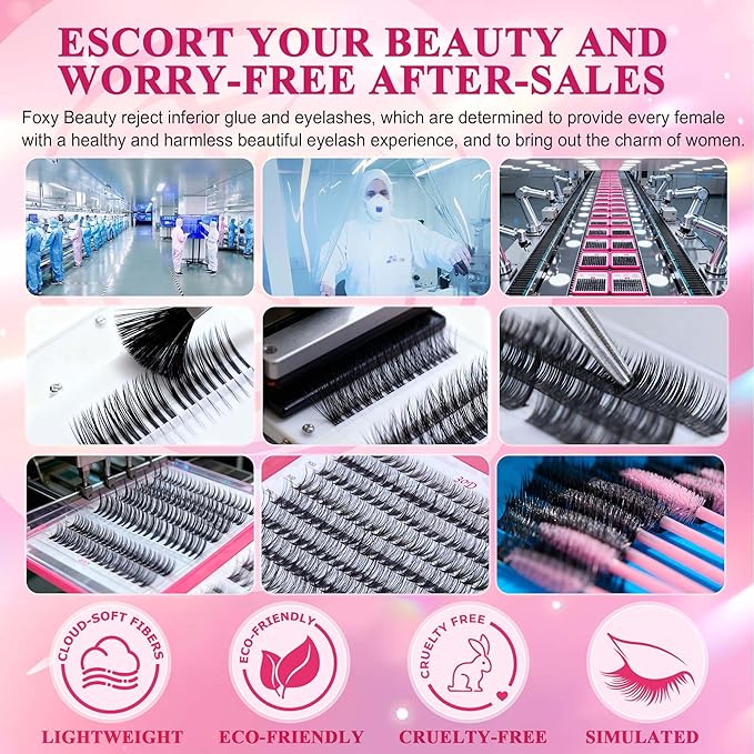 Lash Clusters Lash Clusters kit 536PCS Lashes 30D40D Lash Extension Kit Wispy Natural D Curl EyeLashes Clusters DIY At Home