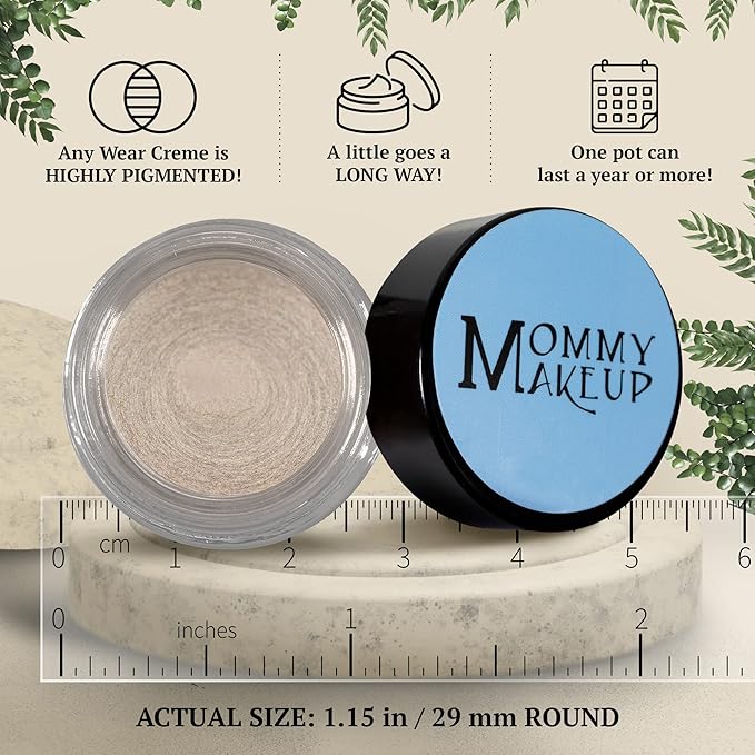 Mommy Makeup Any Wear Creme Eyeshadow - Waterproof, Crease-Proof, Long Lasting, High Pigment, Oil-free - Cream to Powder for Eyes, Cheeks & Lips (Starlight)