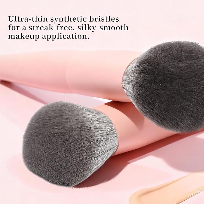 REAL PERFECTION Contoured Foundation Brush, Professional Multitask Face Blending Makeup Brush, No Streaks Even Coverage, Suitable for Liquid Cream Foundation Primer Moisturizer Blush Contour Bronzer