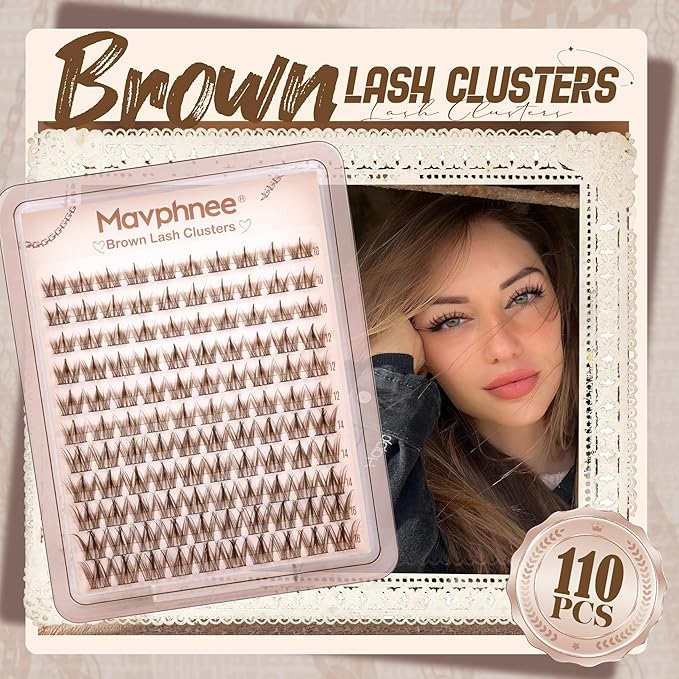 Brown Eyelash Clusters Spiky Lash Clusters Anime Lash Extensions Manga Individual Lashes Natural Cluster Lashes Wispy Cluster Eyelash Extensions Dark Brown C-Curly 10-16MM Lash Clean Girl Aesthetic