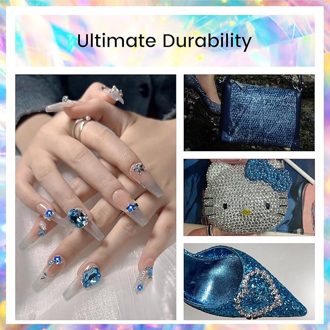 Rhinestones Crystals Rhinestones for Crafts Nail Rhinestones Glass Flatback Nail Gems and Rhinestones for Nails Art Makeup Bags Shoes Decoration DIY(SS6, 1440pcs, Sapphire AB)