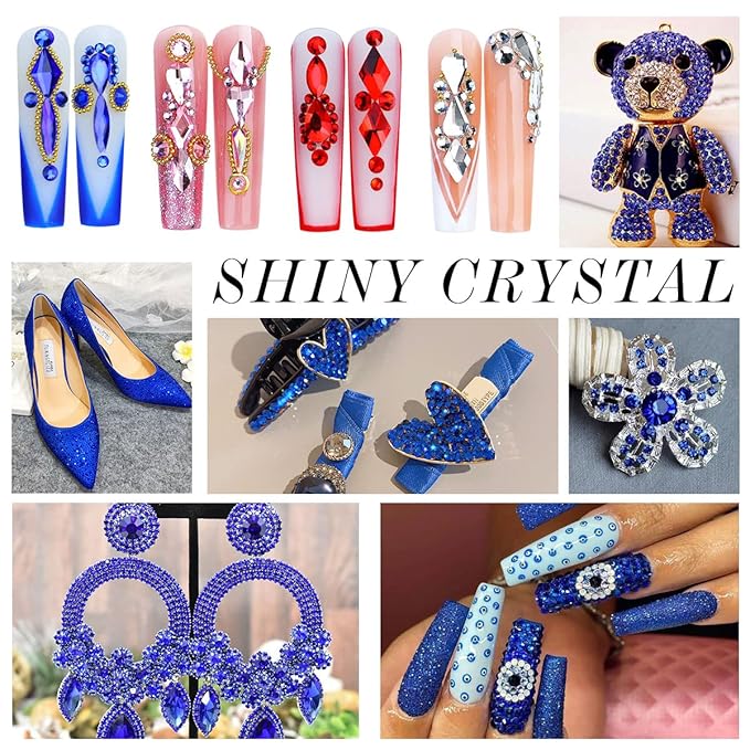 1440Pcs Blue Crystal Rhinestones,Glass Flatback Rhinestones Gemstones Small for Nail Face Makeup Art Crafts Clothes Decoration -(SS10,2.8mm,Blue)