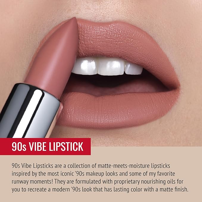 Runway Rogue ‘Booked Out’ Matte Nude and Rose 90s Vibe Lipstick Bundle with ‘A List’ Soft Pink Mauve Designer Liner Lip Liner Pencil and Sharpener