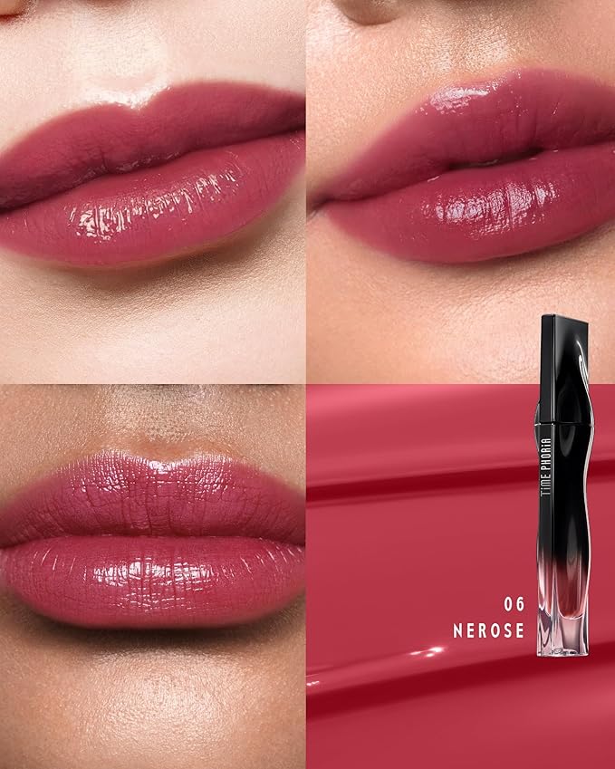 Stellar Dust Lip Stain 06 Nerose, Waterproof Transfer-Proof Lip Gloss, Rose Pink Tinted Glossy Finish, High-Pigment Vibrant Color, Hydrating Lightweight Long-Lasting Lip Makeup for Women