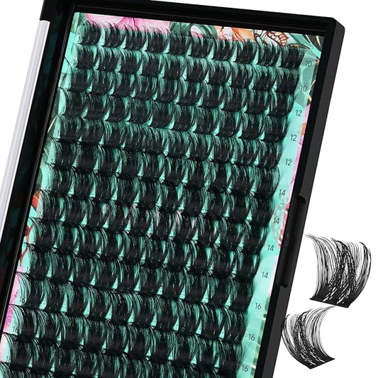 Lash Clusters Wet Look 140Pcs Fluffy Eyelash Cluster Ultra-Thin Lash Band Eyelashes Extensions Spiky Anime Wide Span Lashes(Sunflower,D-Mix10-18mm)