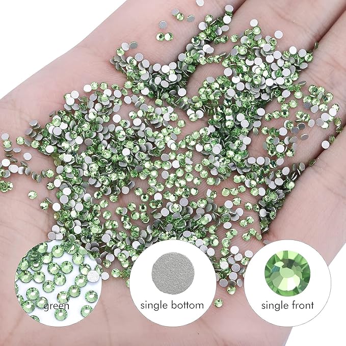 1440Pcs Light-green Ab Crystal Rhinestones,Glass Flatback Rhinestones Gemstones Mini for Nail Face Makeup Art Crafts Clothes Decoration-(SS8,2.4mm,Light-green Ab)