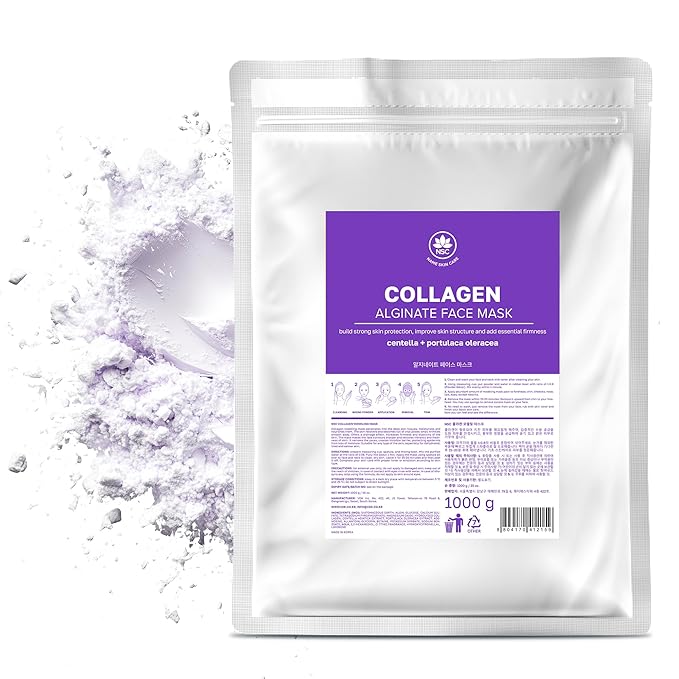 Name Skin Care Alginate Powder Face Mask with Collagen - 2.2lb, 40 Applications - Peel Off Korean Beauty Natural Fascial Skincare - Hydrating Moisturizing Exfoliating Refreshing Peeling Spa Kit