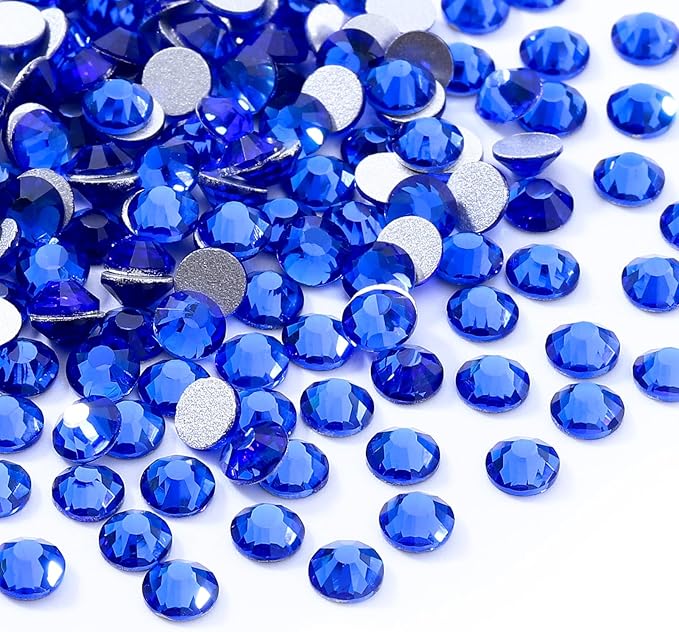 Meibite Sapphire Flatback Rhinestones, Glass Rhinestones for Nail Art and Craft, Glue Fix, Loose Crystal Gemstones(Blue, SS20, 1440pcs, 4.6-4.8mm)