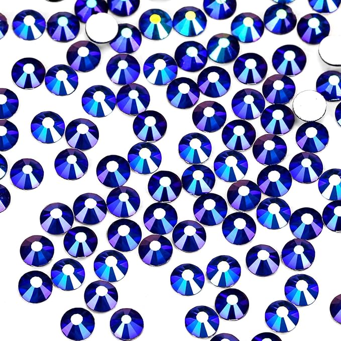 1440Pcs Jet Ab Crystal Rhinestones,Glass Flatback Rhinestones Small Gemstones for Nail Face Makeup Art Crafts Clothes Decoration -(SS8,2.4mm,Jet Ab)