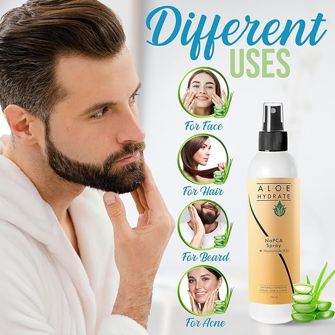 NaPCA Moisturizer Facial Mist; 2X Value Refill. Sodium PCA in Aloe vera Spray. Hydrating Face Mist & Toner - Lightweight Feel - Refresh, Sooth, Restore - Dry, Oily, Sensitive, Acne Prone Skin(500ml)