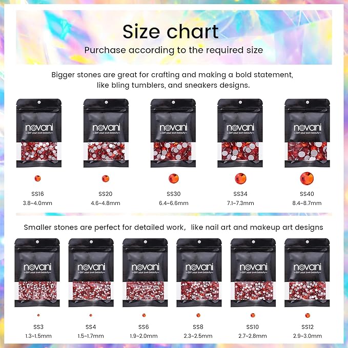 Novani Orange Rhinestones 1440pcs SS20 Glass Rhinestones Crystal Flatback Gemstones for Crafts Nails Makeup Bags and Shoes Decoration（SS20, Hyacinth）