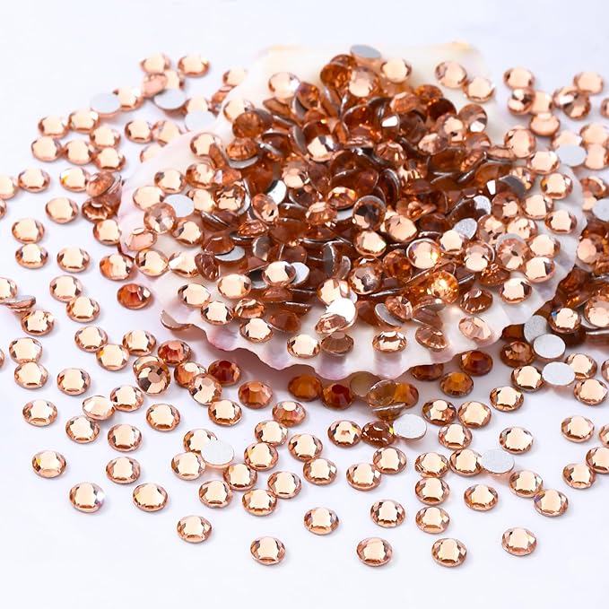 Meibite Champagne Flatback Rhinestones, Glass Rhinestones for Nail Art and Craft, Glue Fix, Loose Crystal Gemstones(Champagne, SS4, 1440pcs, 1.5-1.7mm)