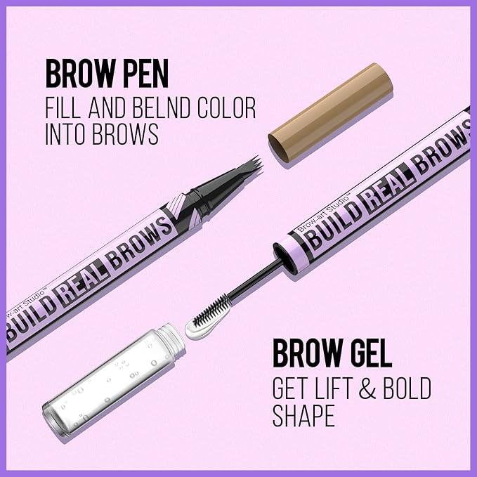 iMethod Eyebrow Pen and Eyebrow Gel - Eyebrow Pencils for Women with 4-Fork-Tip & Brow Gel Clear, Magical 2-in-1 Dual-Ended Brow Pen for Fuller-Looking Defined Brows, Stay All Day, Brown