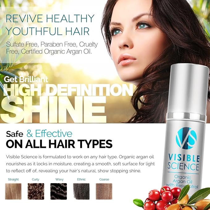 H2 Thermal and Visible Science Argan Oil Bundle - Hair Repair Treatment and Heat Protectant + Argan Oil Serum for Gorgeous Shiny Hair - Repair and Prevent Damage - Seal Split Ends (2 Items)
