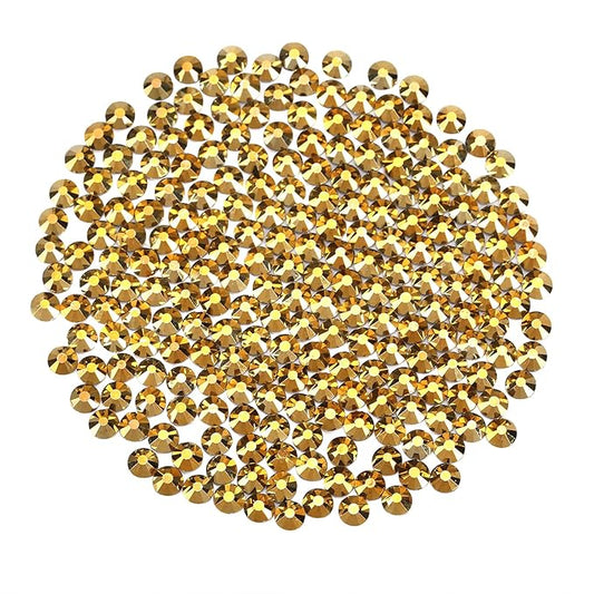 Novani Rhinestones Flatback Rhinestones Glass Nail Gems Stones Jewels Round Gemstones Non-Hotfix Crystal,SS10,1440 Pieces,Gold
