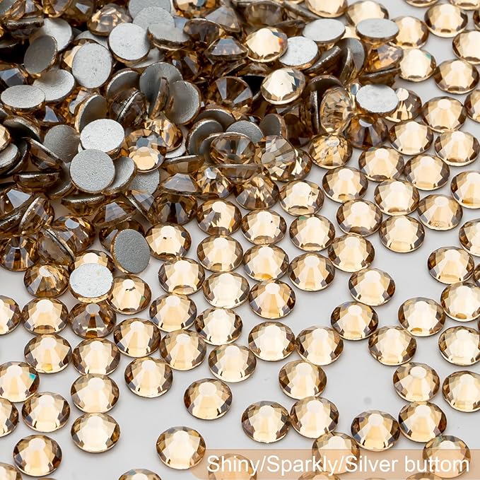 MEIBITE Flatback Rhinestones Bulk, 14400PCS Gold Shadow Rhinestones for Clothes DIY Decoration Crafts, Gold Shadow, SS16, 3.8-4.0mm