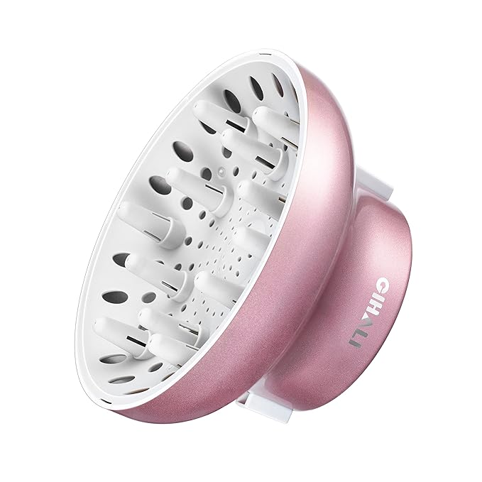 GIHALI Universal Hair Diffuser “Super Sturdy” 1.7 Inch to 2.6 Inch for Natural Curly and Wavy Hair, Hair Dryer Attachment (Rose Gold)