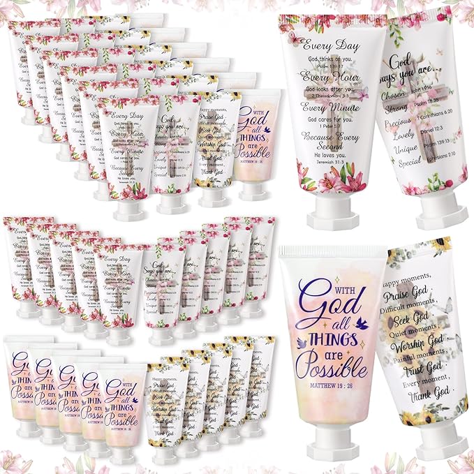 72 Pcs Christian Hand Cream Bulk Gifts for Women Bible Verse Mini Hand Lotion Scripture Travel Lotion for Dry Cracked Christian Religious Gifts Bulk for Mom Women Teacher Wedding Favors (Cross Style)