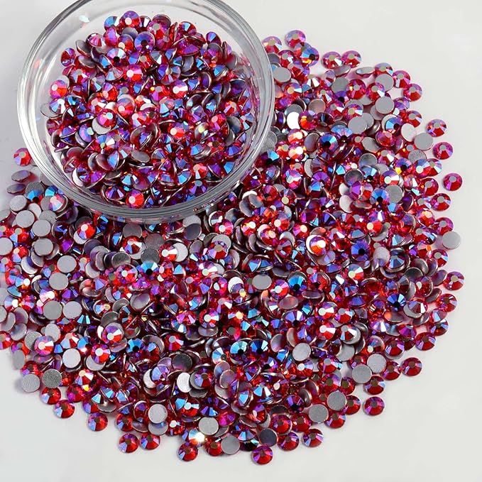 Beadsland Flatback Rhinestones Bulk, 2880pcs Rhinestones for Nails Crafts Clothes DIY Decoration, Light Siam AB, SS30, 6.3-6.5mm