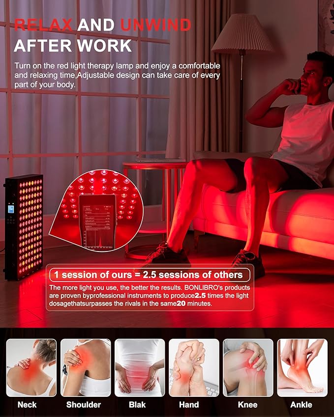 Red Light Therapy Panel for Face and Body, Infrared Light Therapy with Timer & Remote Control, Quad Wave 660nm 850nm 630nm 940nm Near Infrared Light Therapy Panel Portable Dual Chip LED Device