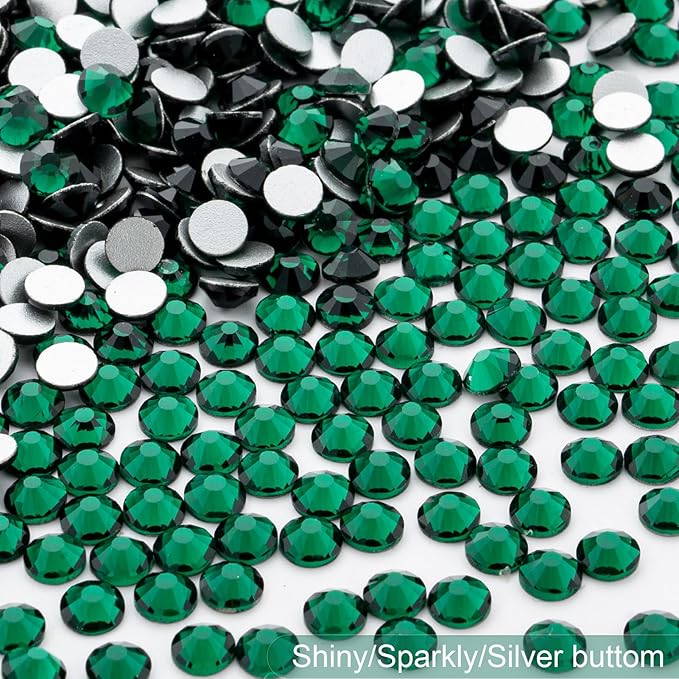 MEIBITE Flatback Rhinestones Bulk, 14400PCS Malachite Green Rhinestones for Clothes DIY Decoration Crafts, Malachite Green, SS20, 4.6-4.8mm
